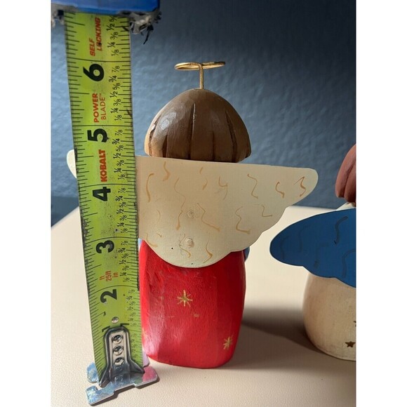 Vintage Set of 3 Midwest of Cannon Falls Wood Peace Love Joy Angel Figurines - Picture 7 of 9